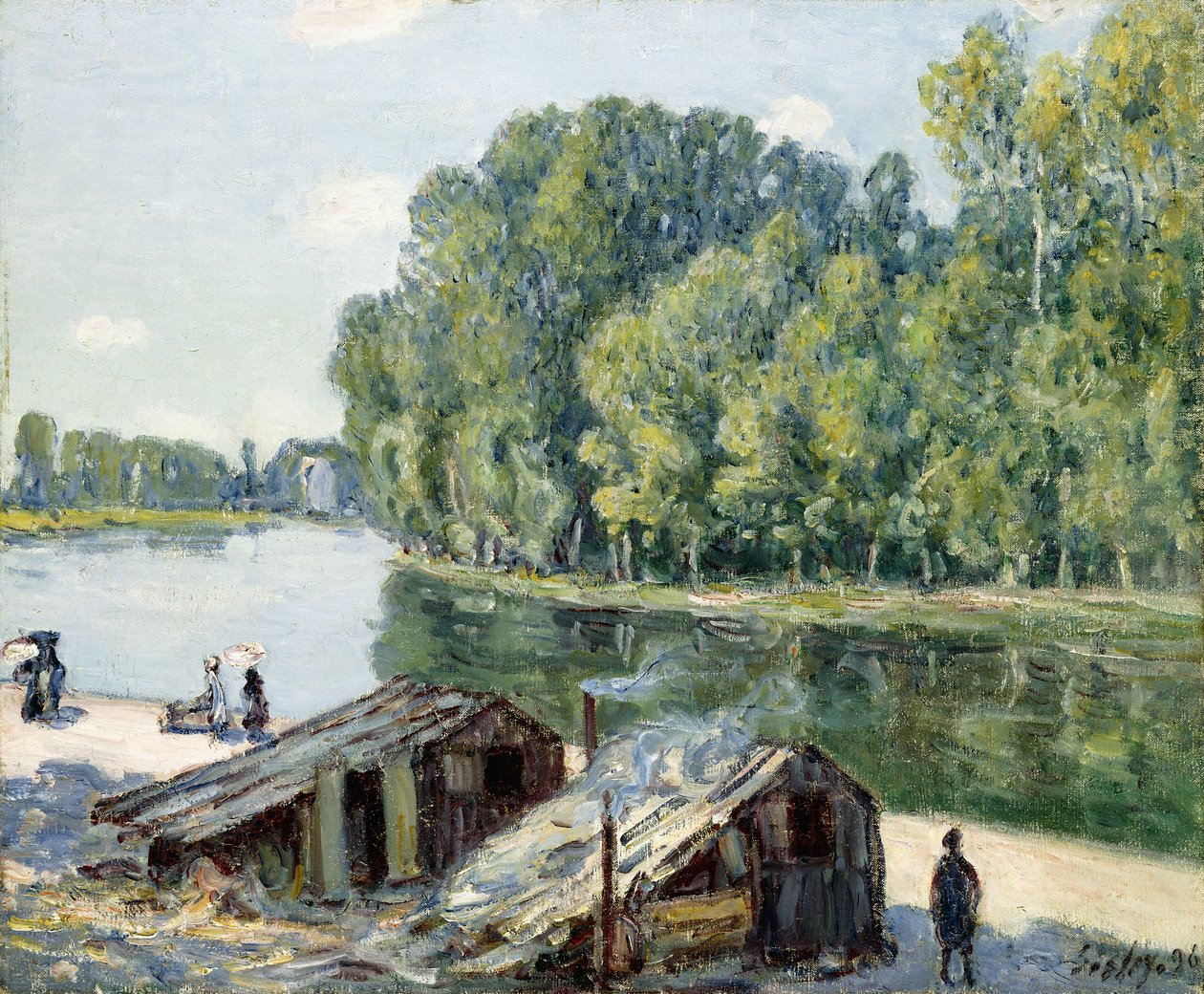 Cabanes le long du canal du Loing, effet de soleil, 1896 - Alfred Sisley