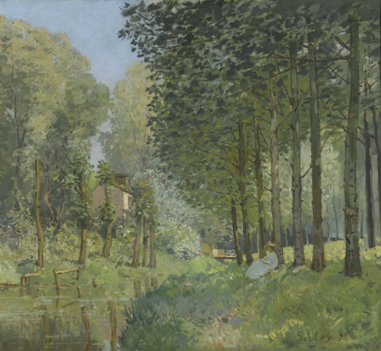 Le repos au bord du ruisseau. Lisière de bois - Alfred Sisley