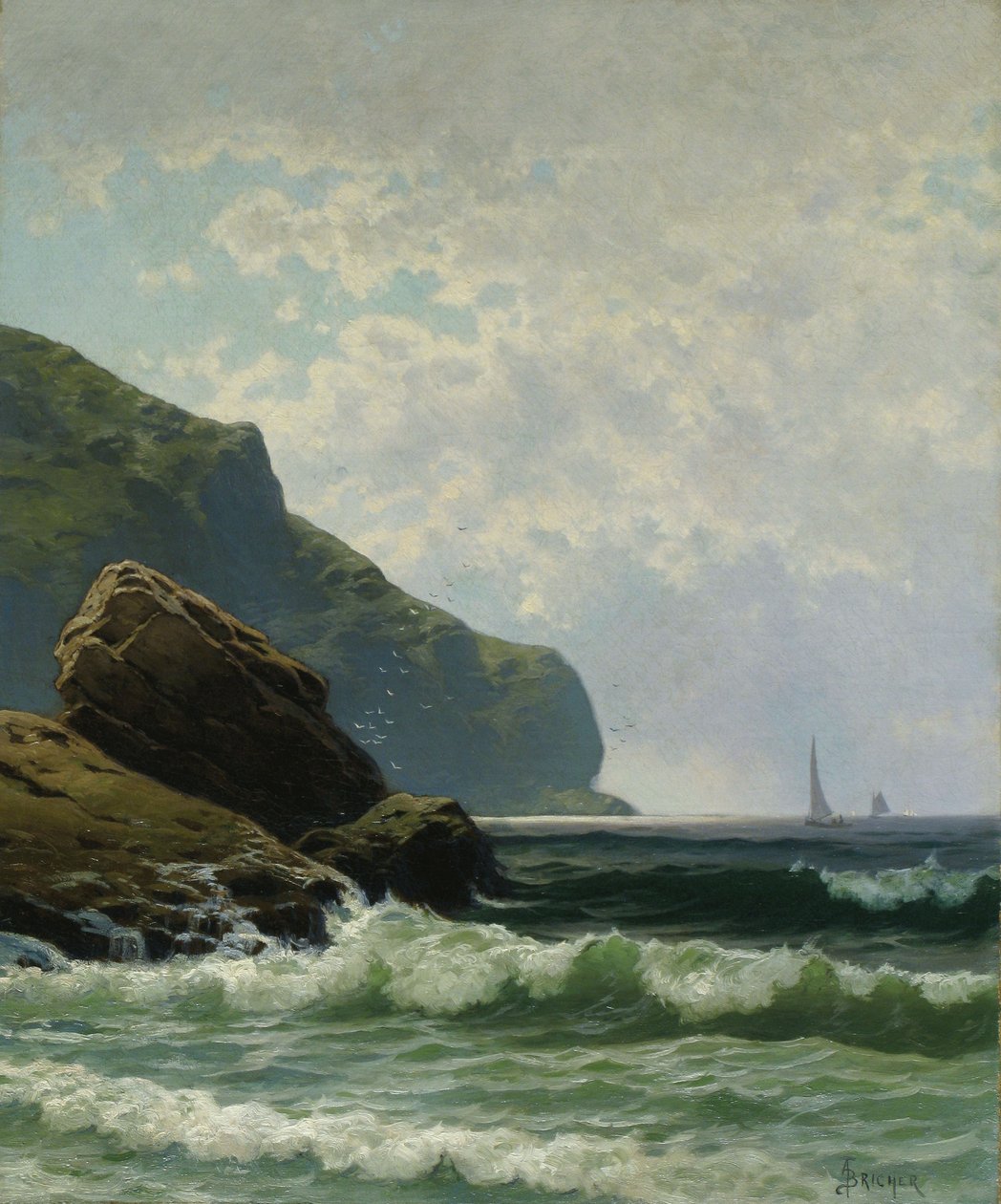 Paysage marin avec bateaux au large par Alfred Thompson Bricher - Alfred Thompson Bricher