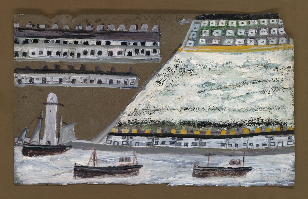 Navires et phare, maisons - Alfred Wallis