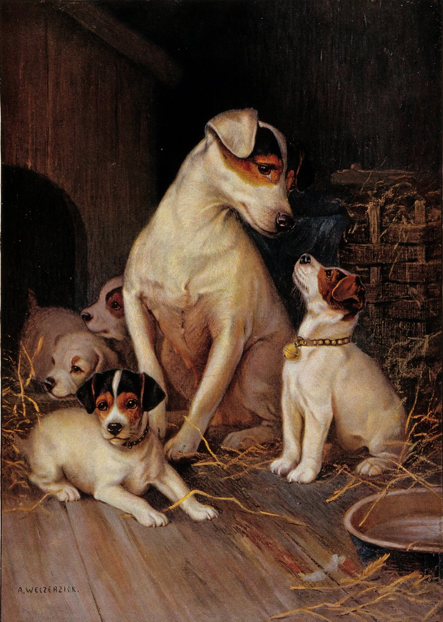 La petite fille et ses chiens - Alfred Weczerzick