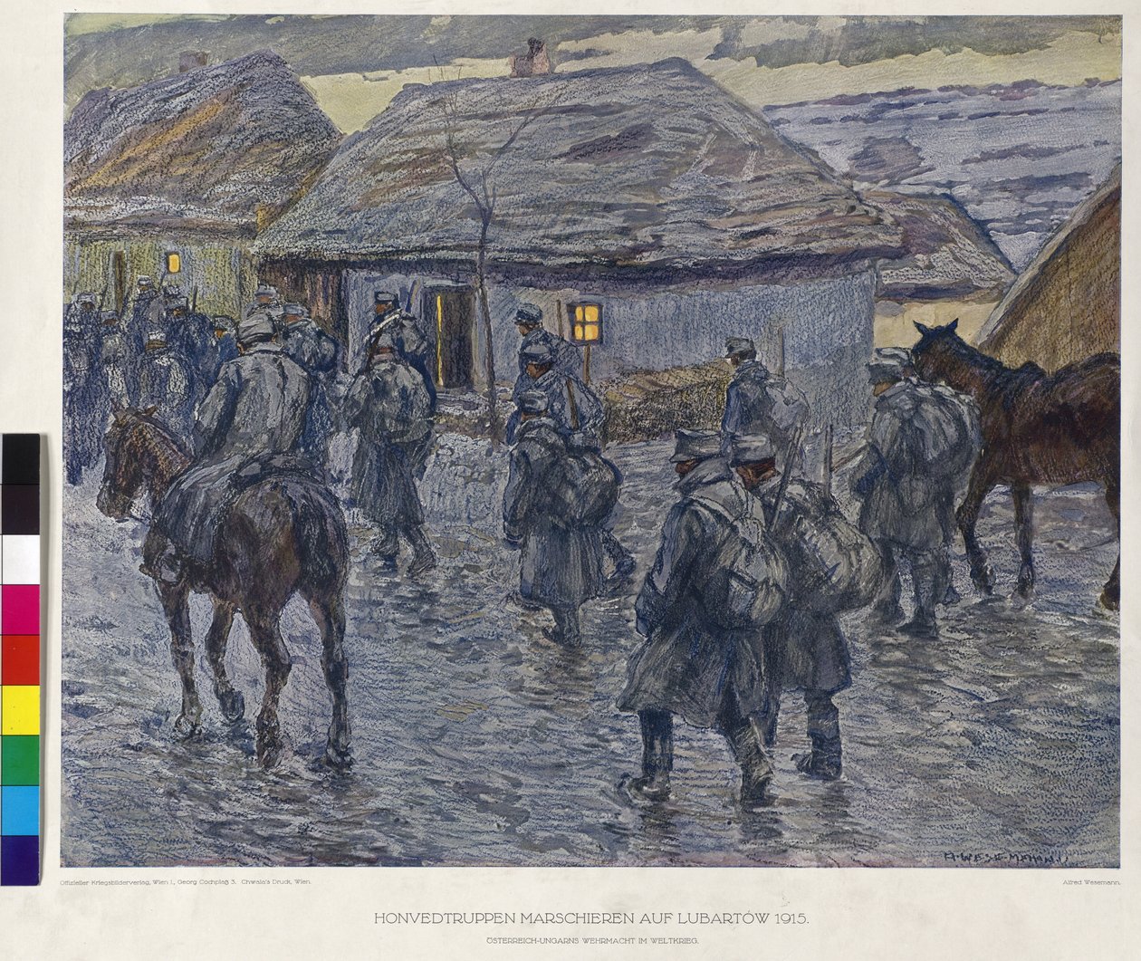Les troupes Honved marchent sur Lubartov 1915 - Alfred Wesemann