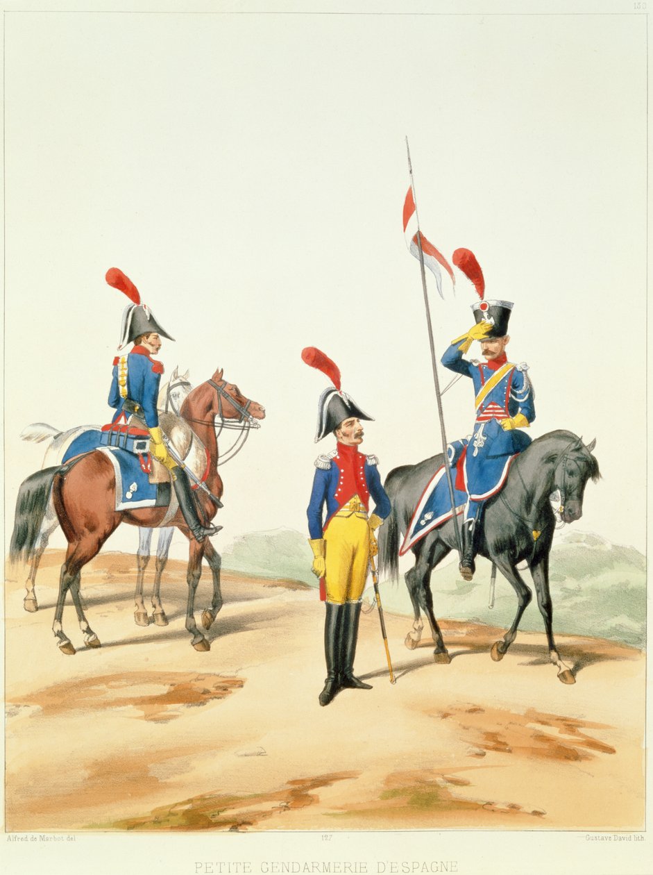 Troupes françaises, gravé par Gustave David (1824-91) 1810 - Alfred de after Marbot