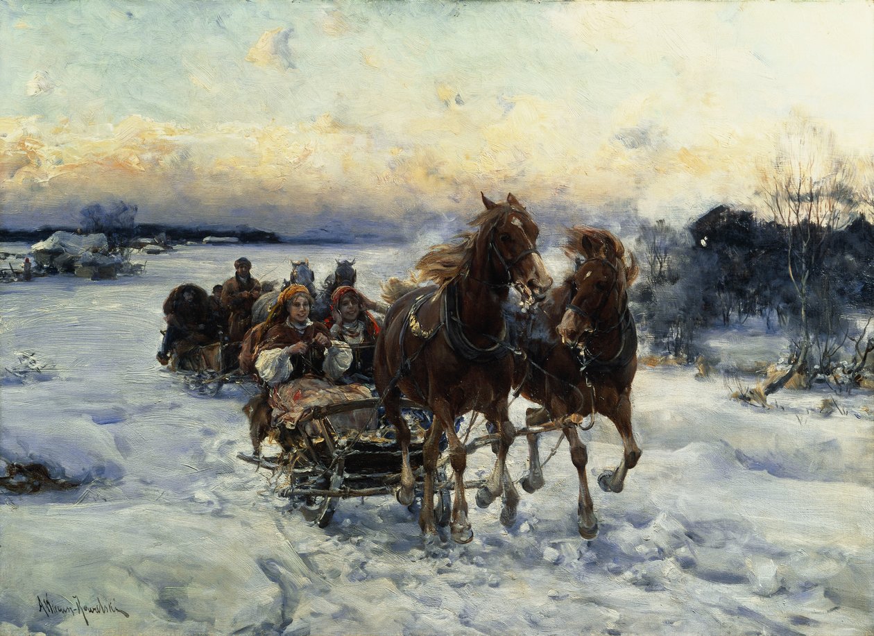 La promenade en traîneau - Alfred von Wierusz Kowalski