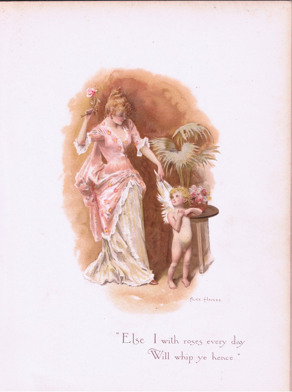 Je te fouetterai avec des roses chaque jour, de Some Old Love Songs publié par Hildesheimer & Faulkner, 1892 - Alice Havers