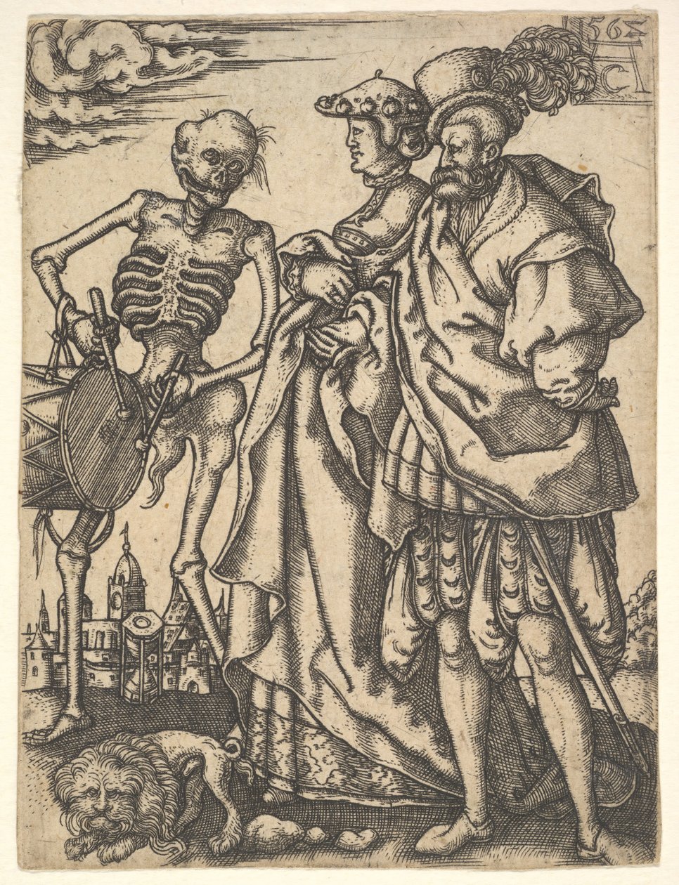 Couple et la Mort avec un tambour, de La Danse de la Mort - Allaert Claesz