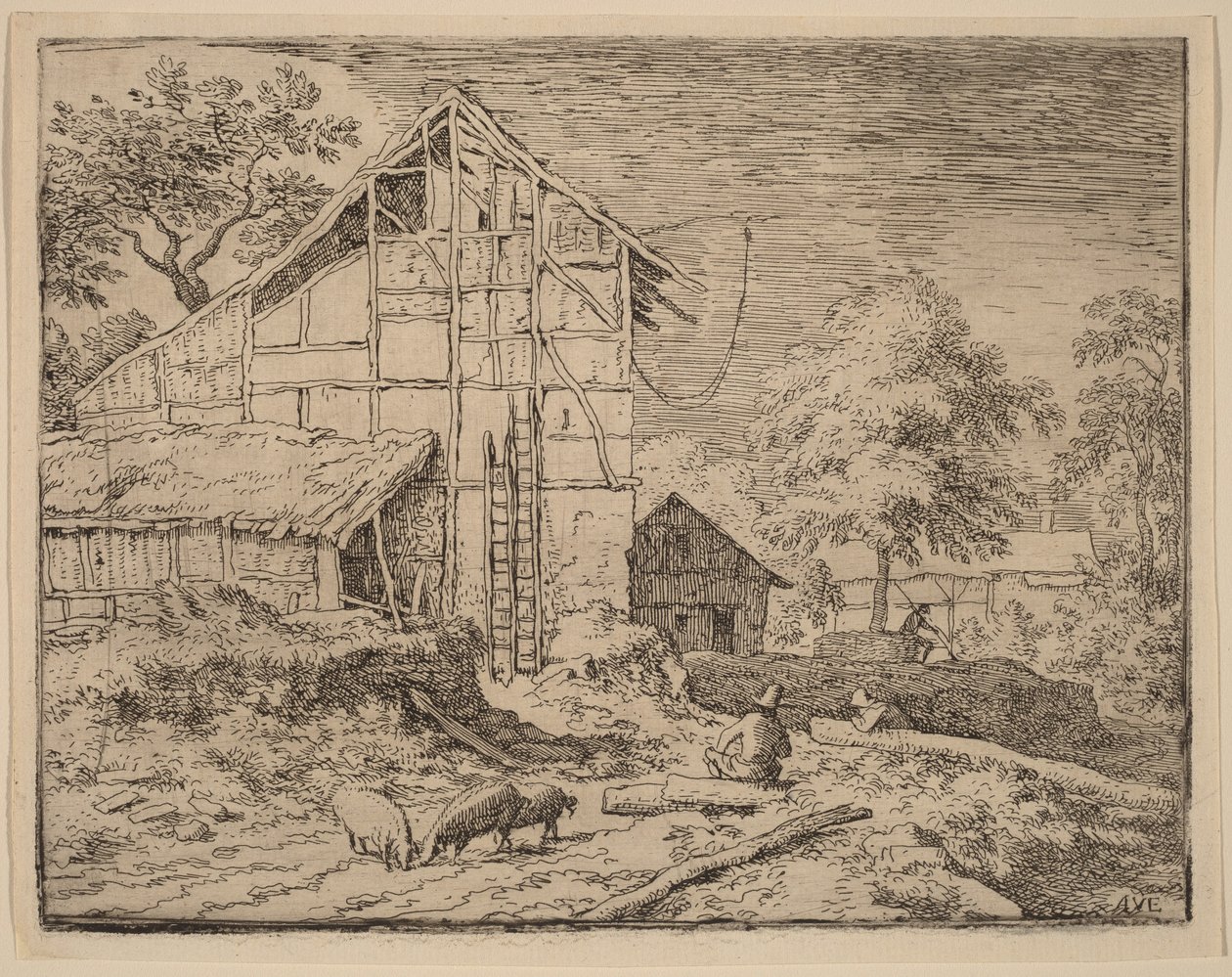 Chaumière avec deux échelles - Allart van Everdingen