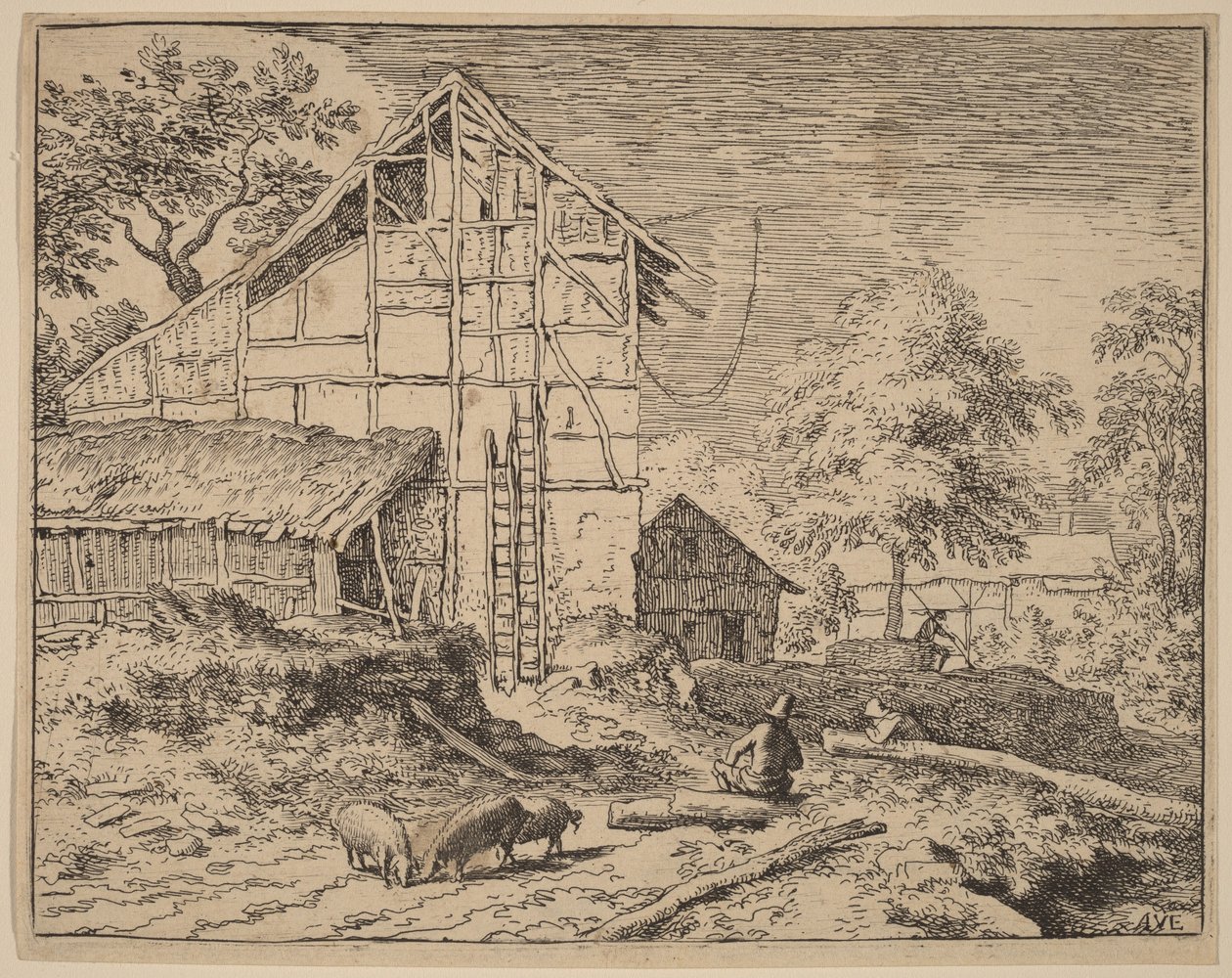 Chaumière avec deux échelles - Allart van Everdingen