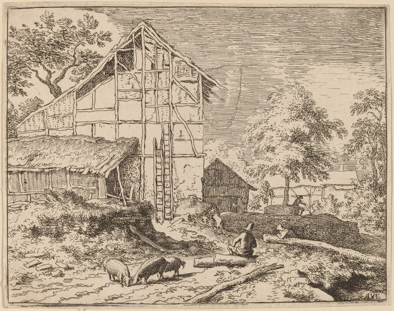 Cottage avec deux échelles, probablement vers 1645-1656 - Allart van Everdingen