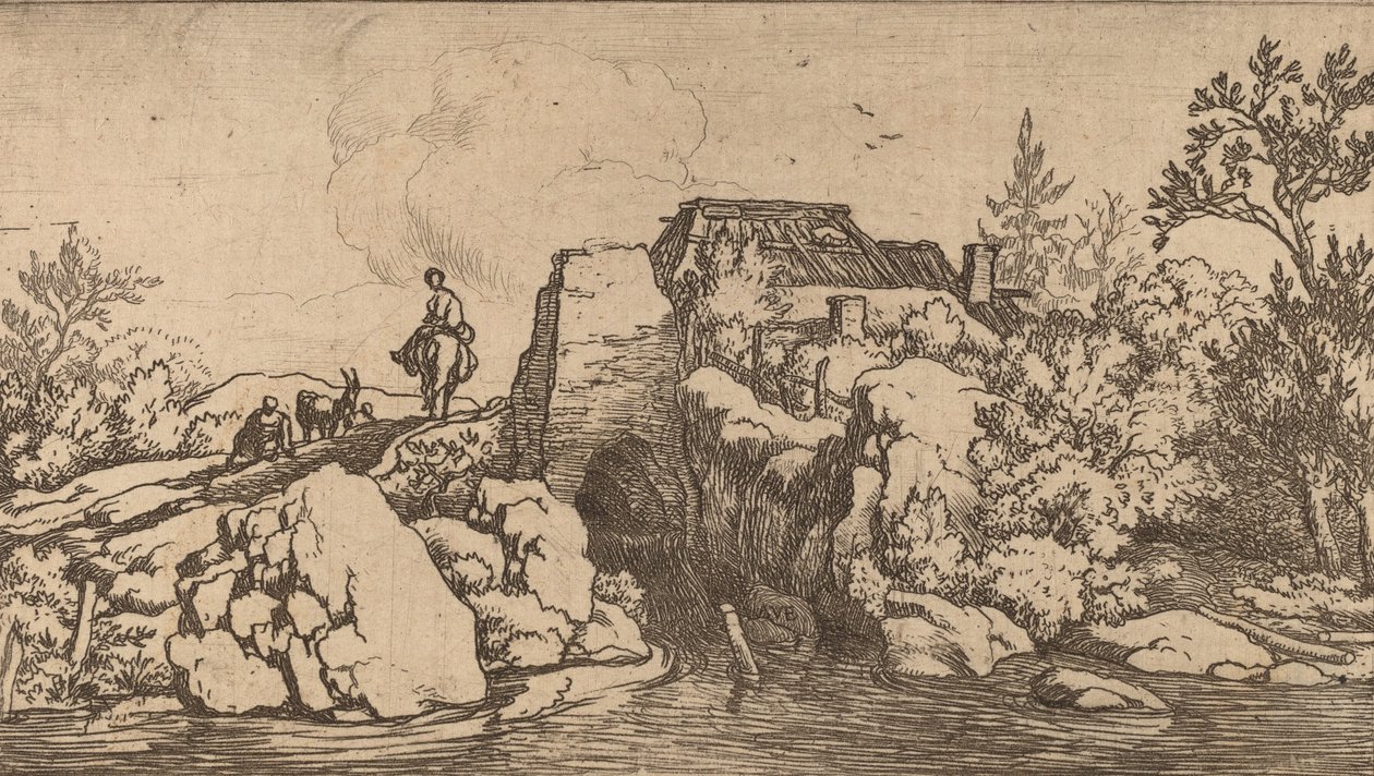 Cavalier sur un pont de pierre, probablement vers 1645-1656 - Allart van Everdingen
