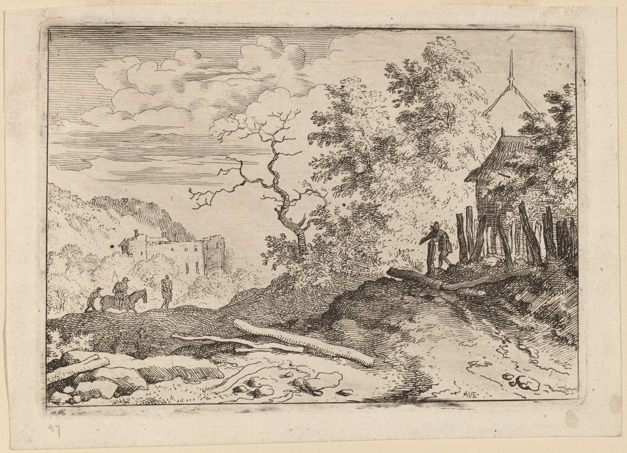Cabane avec les restes d
