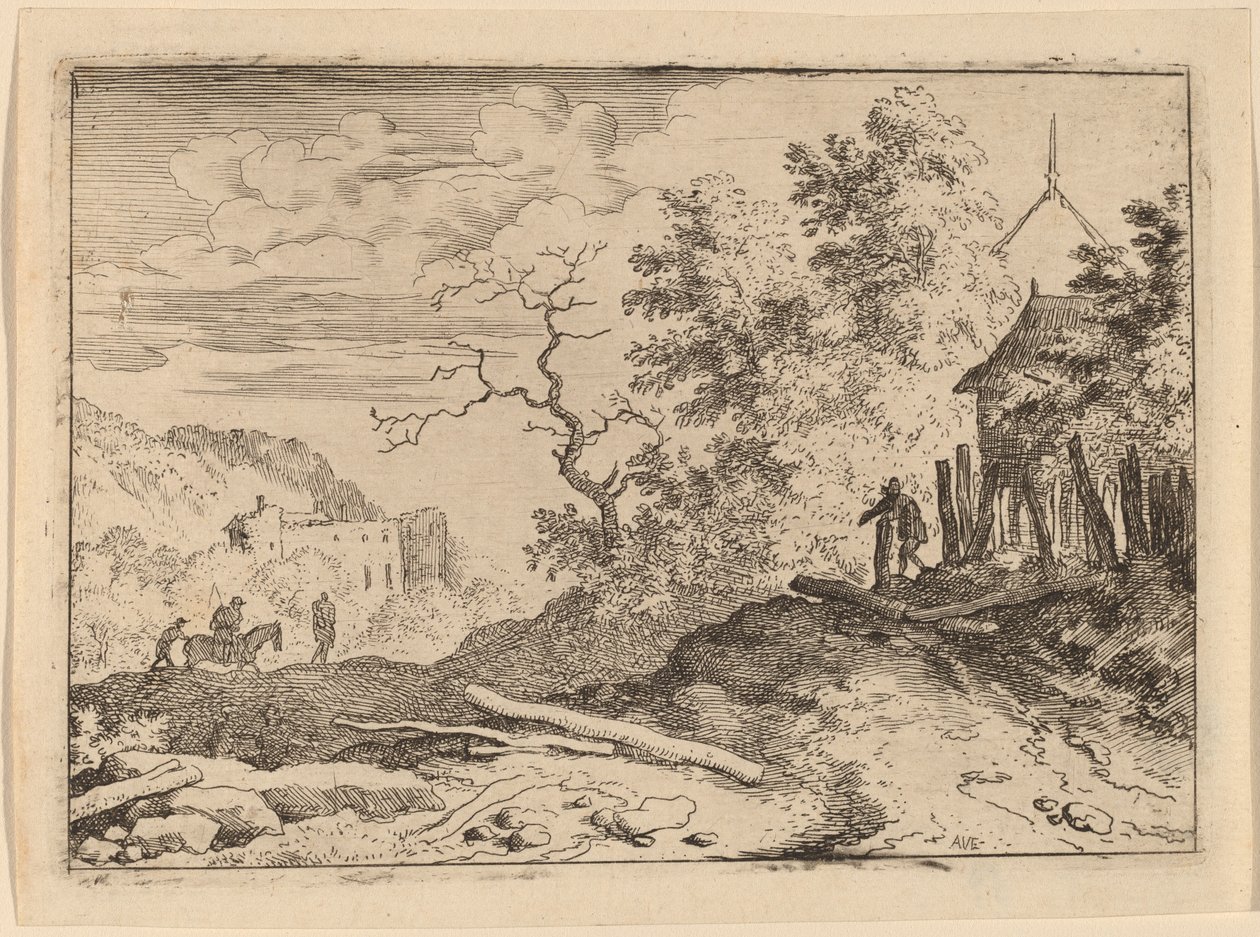 Cabane avec les restes d