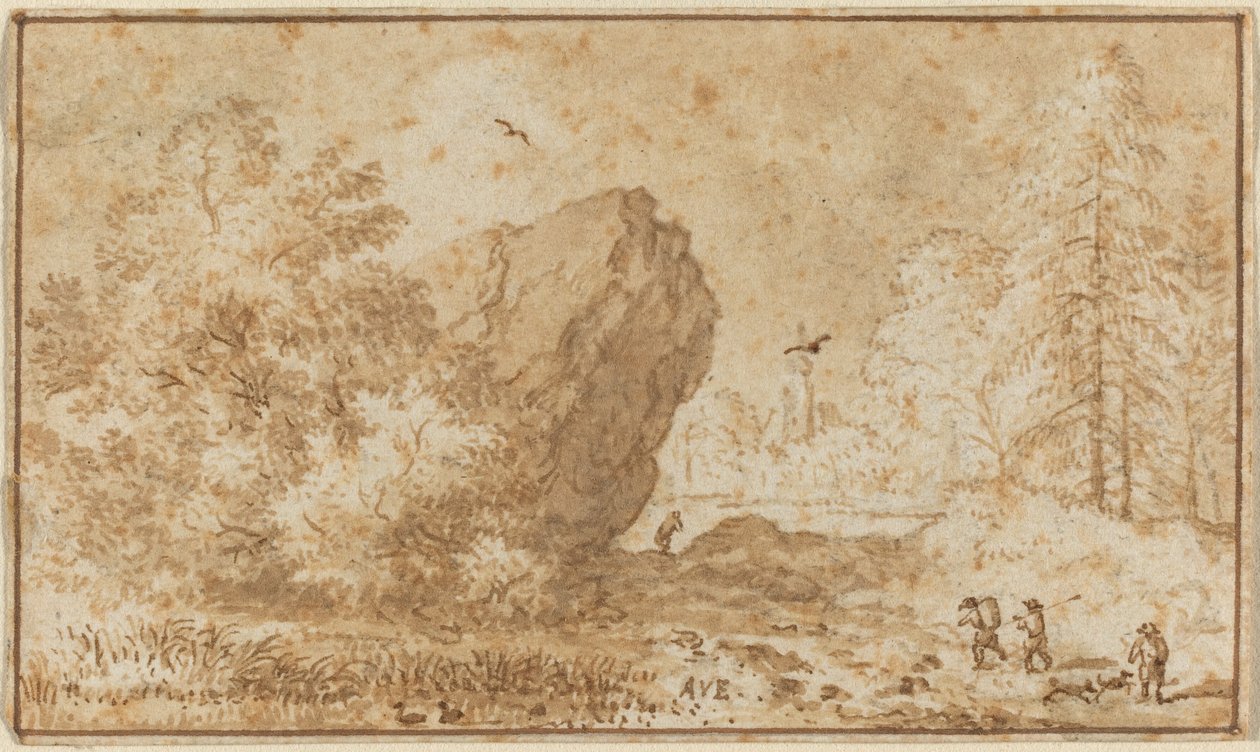 Paysage avec grand rocher - Allart van Everdingen
