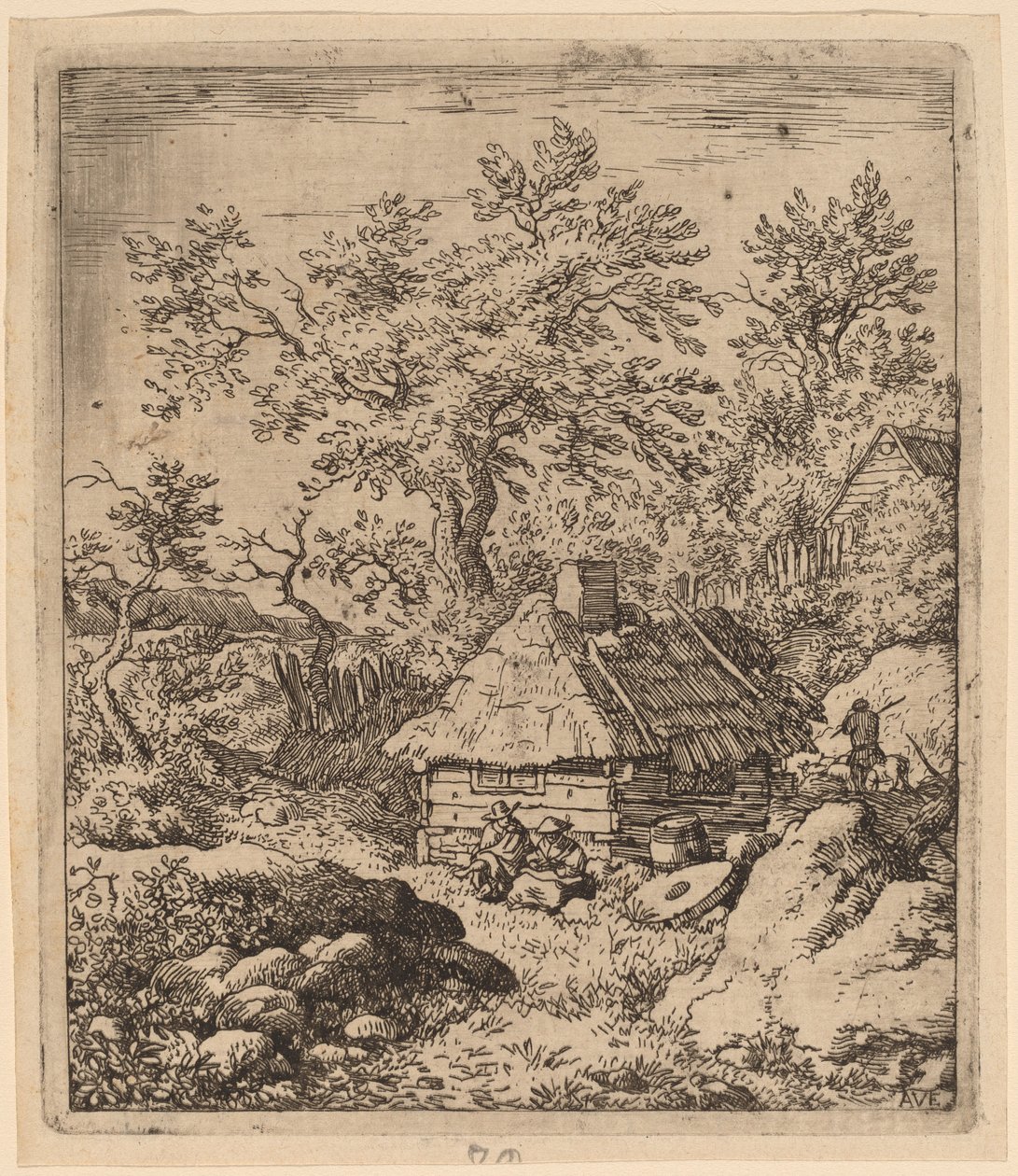 Paysage avec meule près d