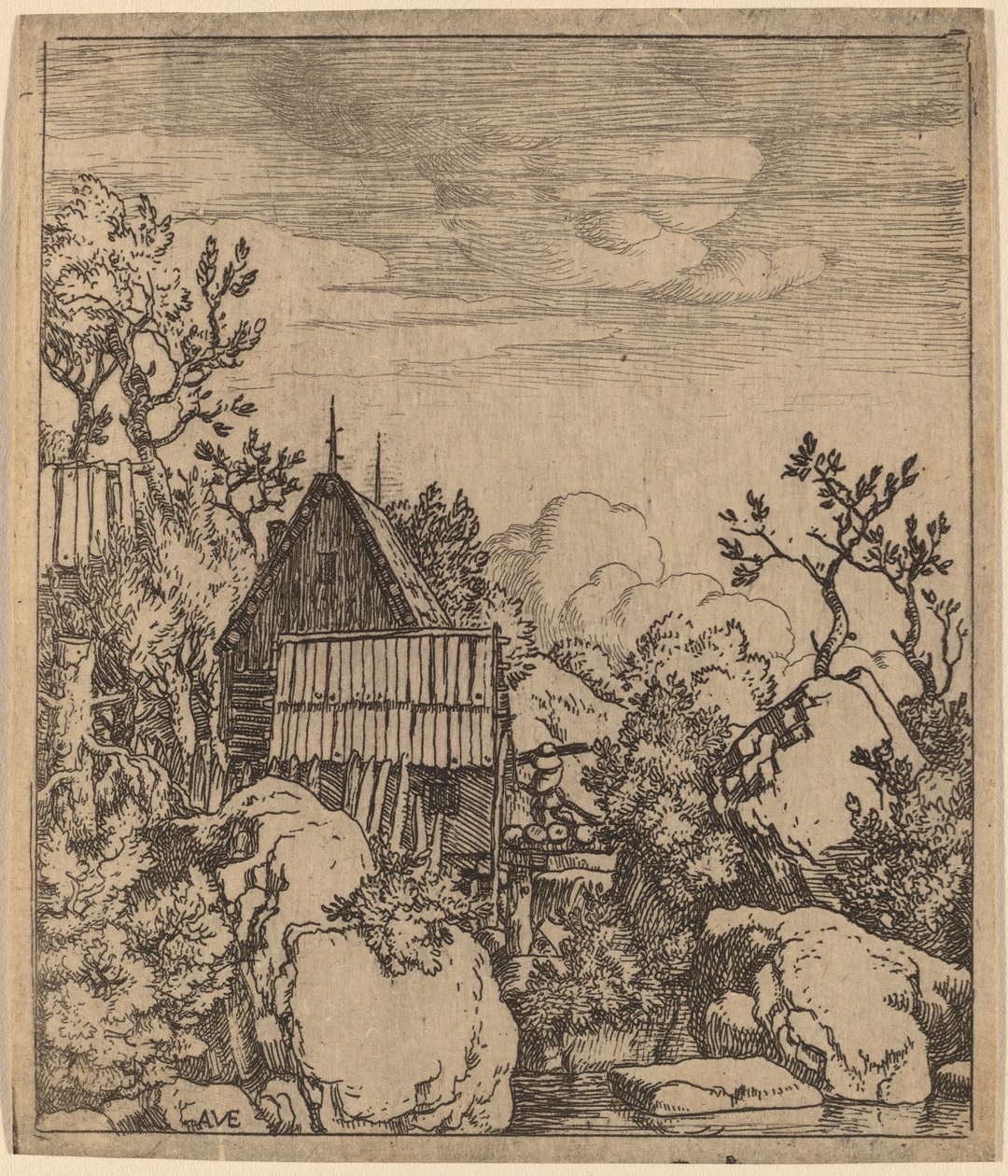 Homme sur un petit pont en bois, probablement vers 1645-1656 - Allart van Everdingen