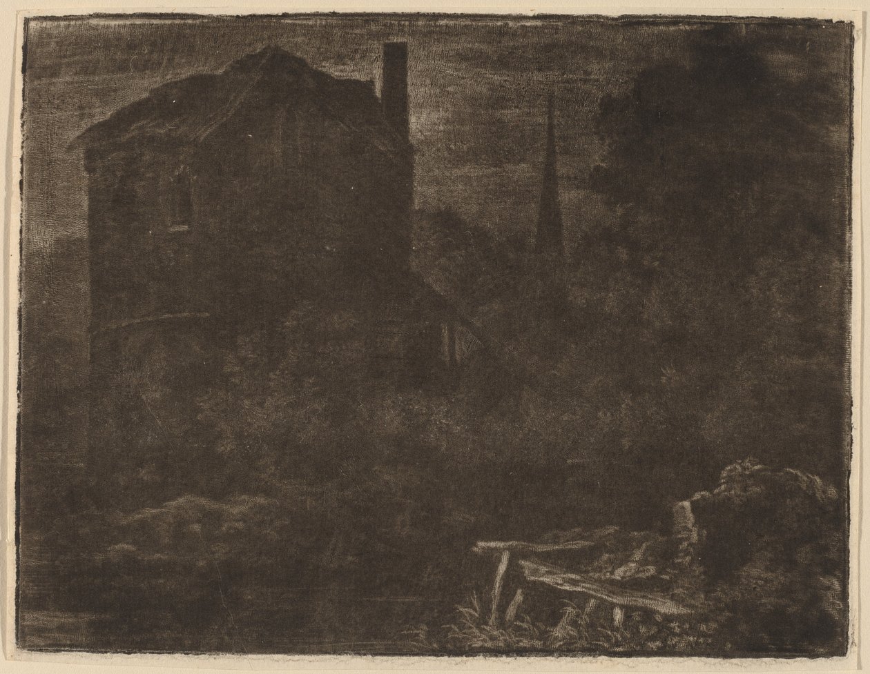 Paysage nocturne avec maison et clocher, probablement vers 1660 - Allart van Everdingen