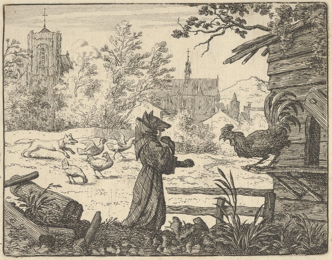 Renard, déguisé en moine, gagne la confiance du coq, 1650-75 - Allart van Everdingen