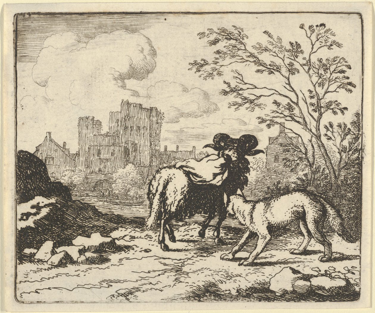 Renard renvoie le bélier au lion avec un paquet contenant la tête du lapin, 1650-75 - Allart van Everdingen