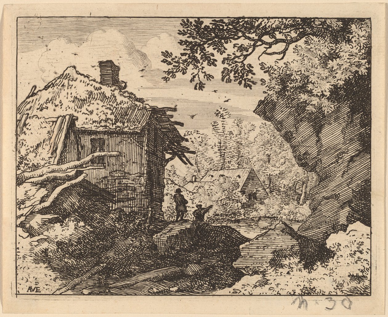 Cabane en paille vue de derrière, probablement vers 1645-1656 - Allart van Everdingen