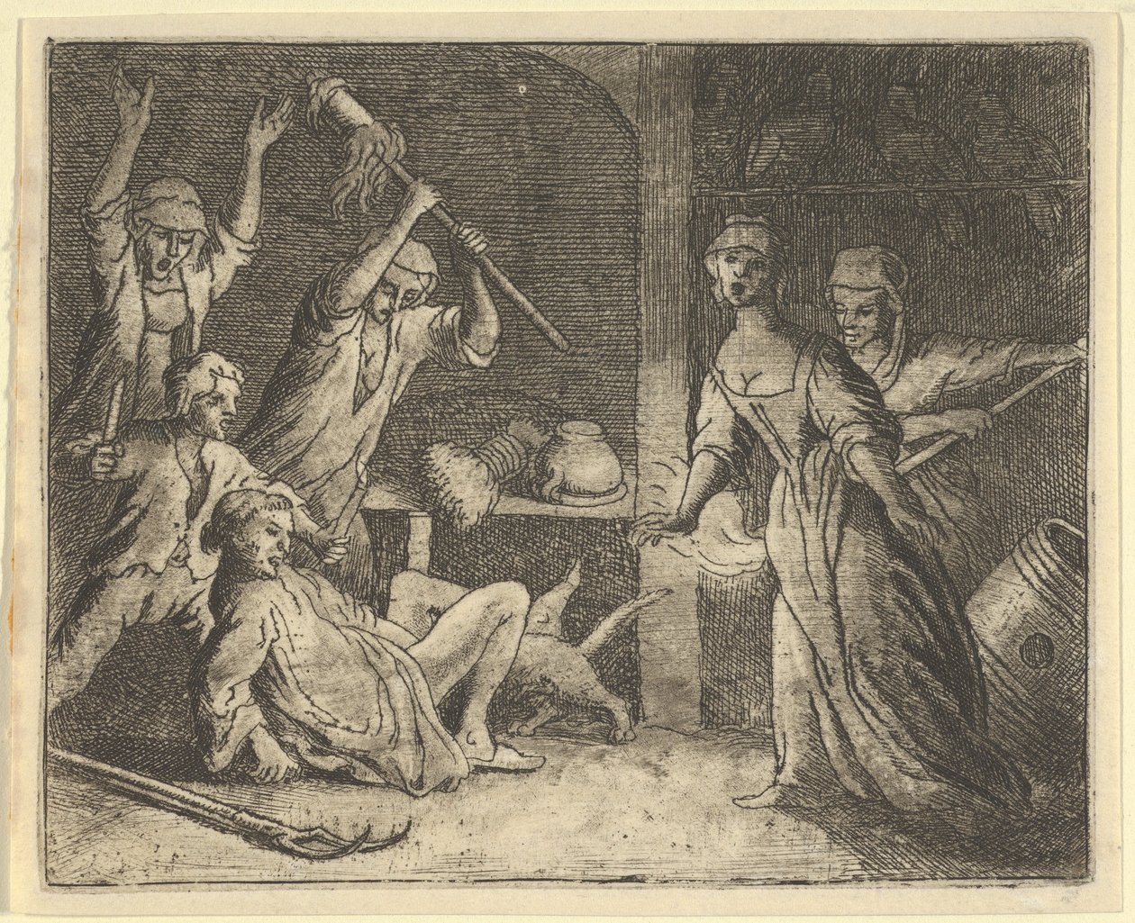 Le Chat, pris au piège, est maltraité par les gens de la maison, 1650-75 - Allart van Everdingen