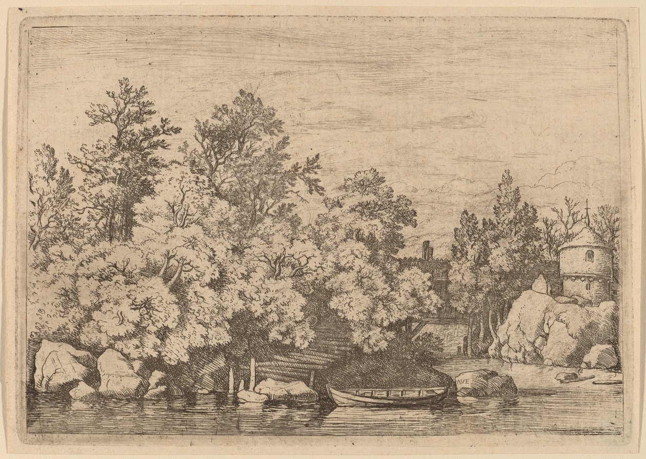 Le barrage de Cudgel et le pont couvert, probablement vers 1645-1656 - Allart van Everdingen