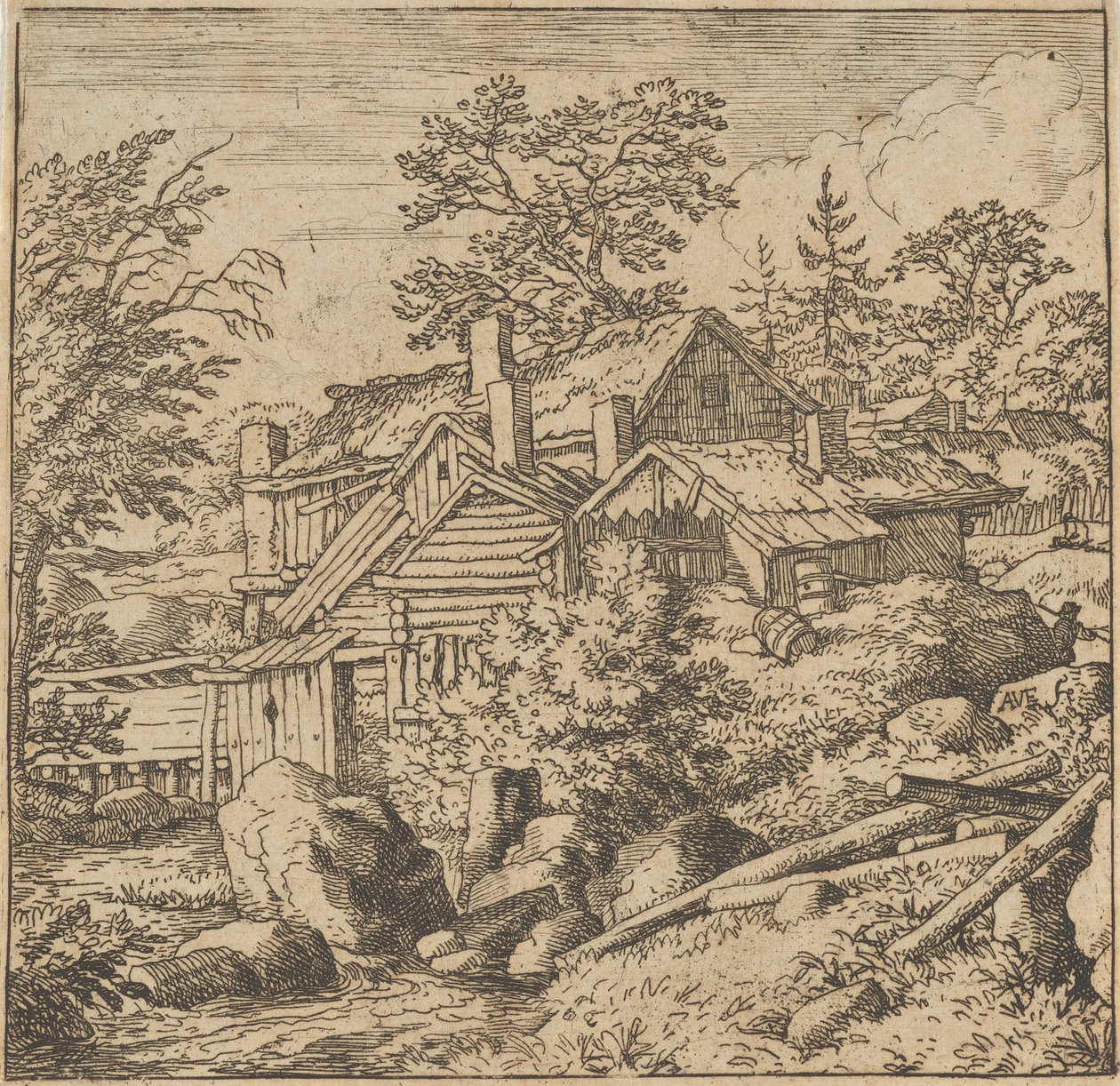 Le hameau sur le flanc de la montagne, milieu du 17ème siècle - Allart van Everdingen