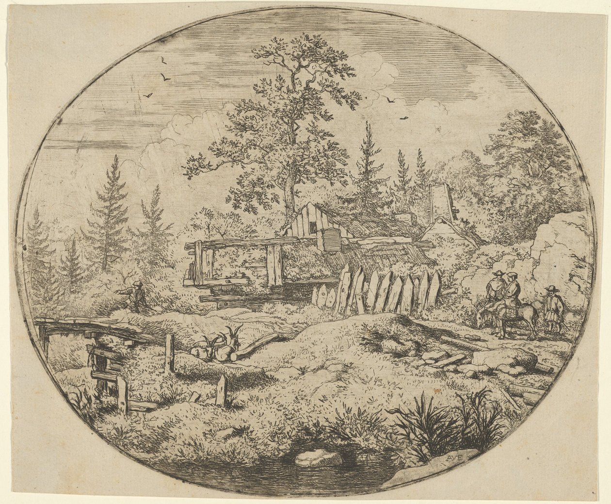 Le paysage avec le pont en bois, 17ème siècle - Allart van Everdingen