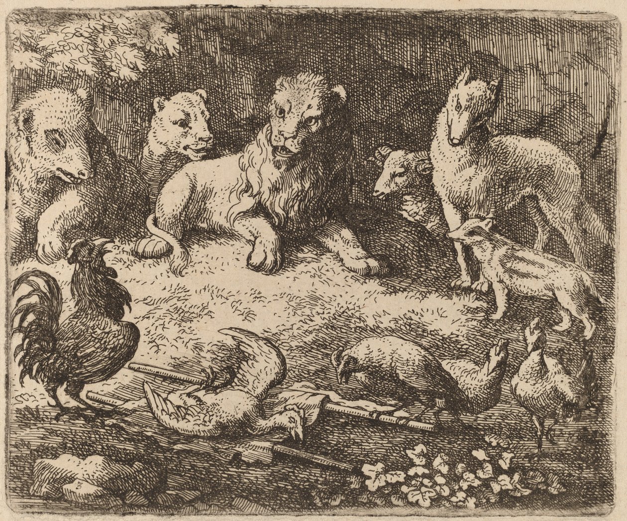 Le Coq charge Reynard, probablement vers 1645-1656 - Allart van Everdingen