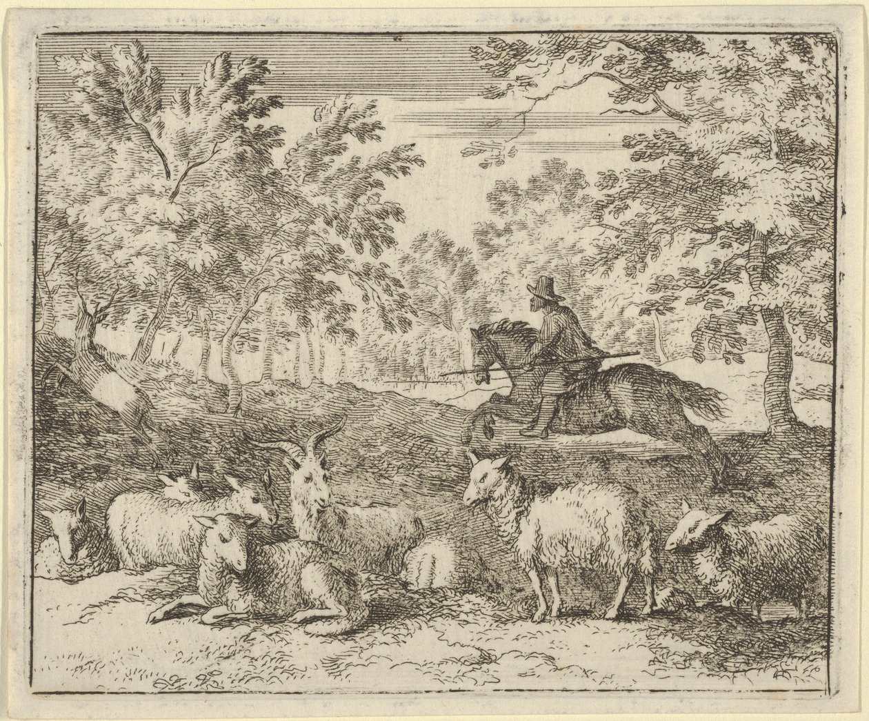 Le berger à cheval chasse le cerf, 1650-75 - Allart van Everdingen