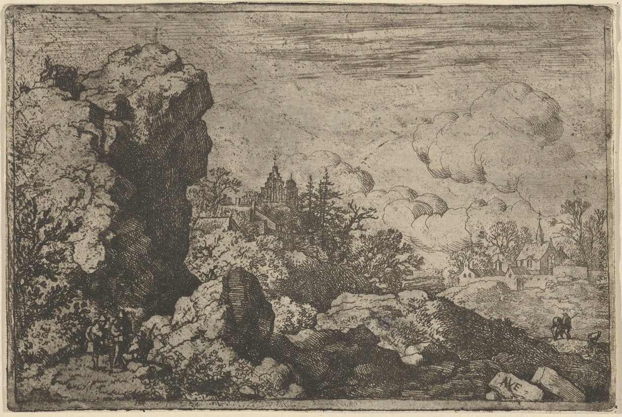 Les trois voyageurs au pied du rocher élevé - Allart van Everdingen