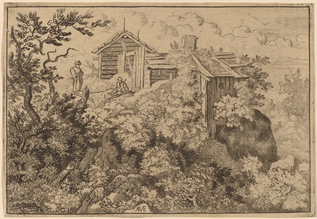 Trois cottages sur un rocher, probablement c. 1645-1656 - Allart van Everdingen