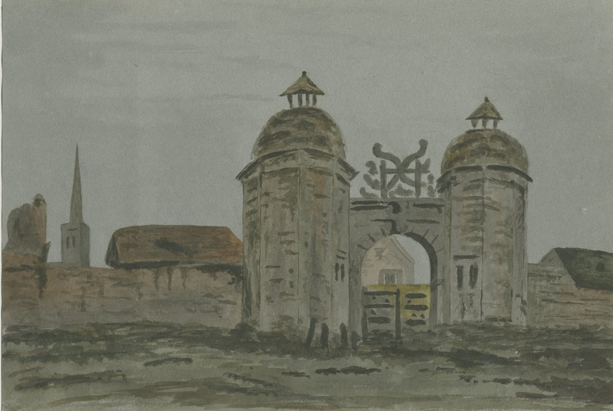 Hamstall Ridware Hall - Loges des portiers : aquarelle, nd [1824-1882] - Allen Edward Everitt