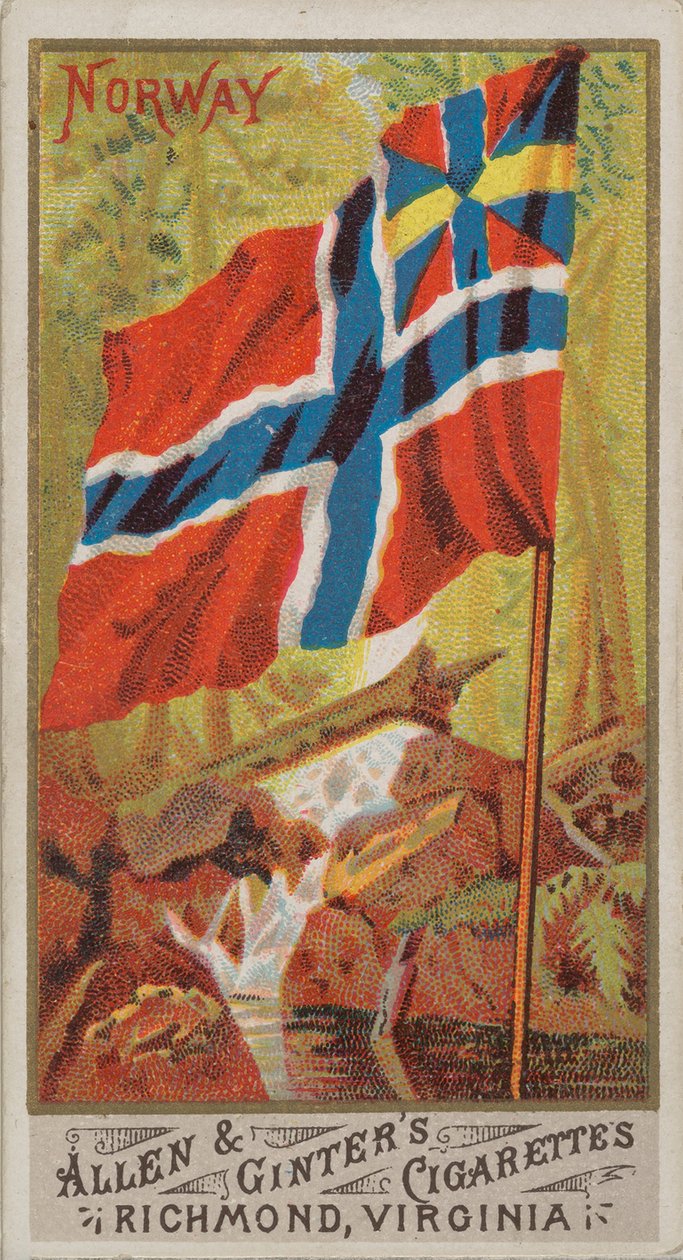 Norvège, de la série Flags of All Nations, Série 1 N9 pour Allen & Ginter Cigarettes Brands, 1887. - Allen and Ginter
