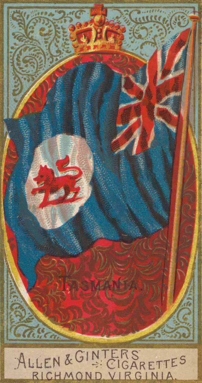 Tasmanie, de Drapeaux de toutes les nations, Série 2 N10 pour les marques de cigarettes Allen & Ginter, 1890 - Allen and Ginter