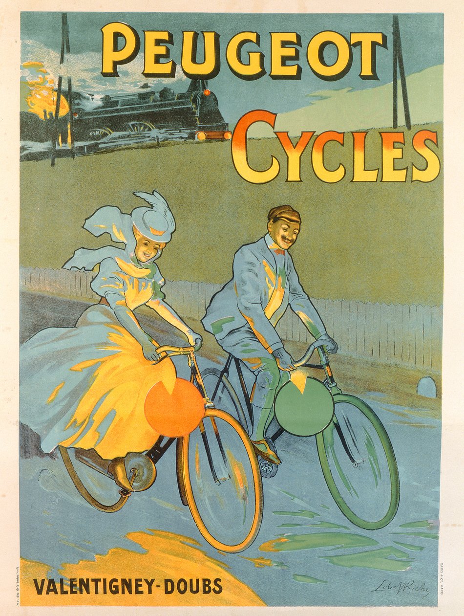 Affiche publicitaire pour les bicyclettes Peugeot - Almery Lobel Riche