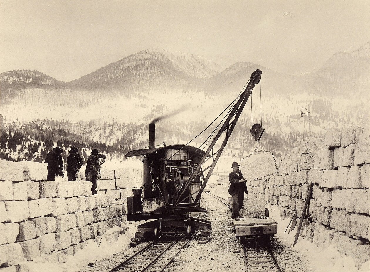Construction des tunnels de Worcheiner, commencée en 1897. photo 1905 - Alois Beer