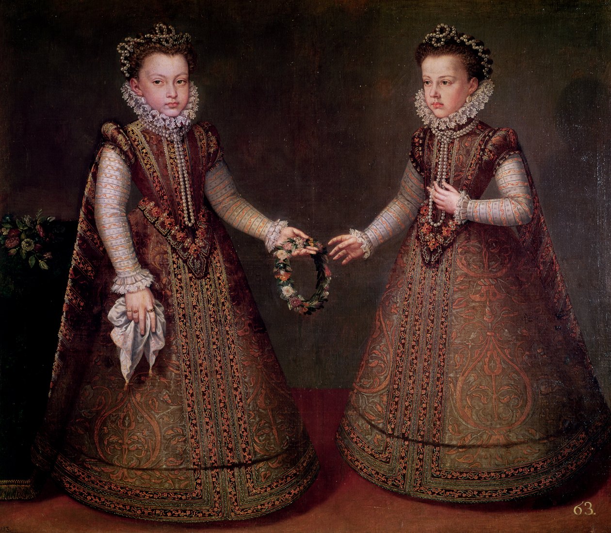 Les Infantes Isabelle Claire Eugénie (1566-1633), Gouverneure des Pays-Bas et Catalina Micaela (1567-97), Duchesse de Savoie, 1575 - Alonso Sánchez Coello
