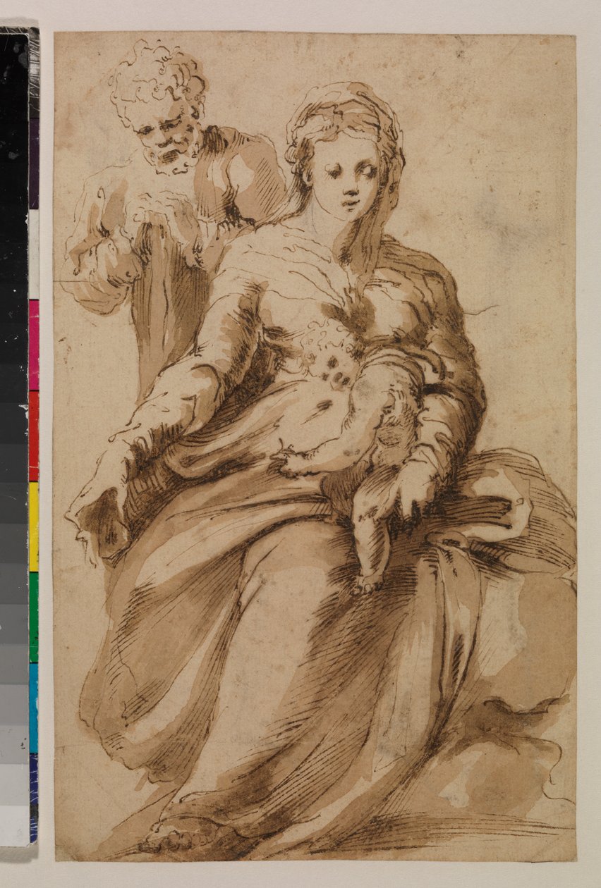 Sainte Famille (recto) c.1537 - Alonso (workshop of) Berruguete