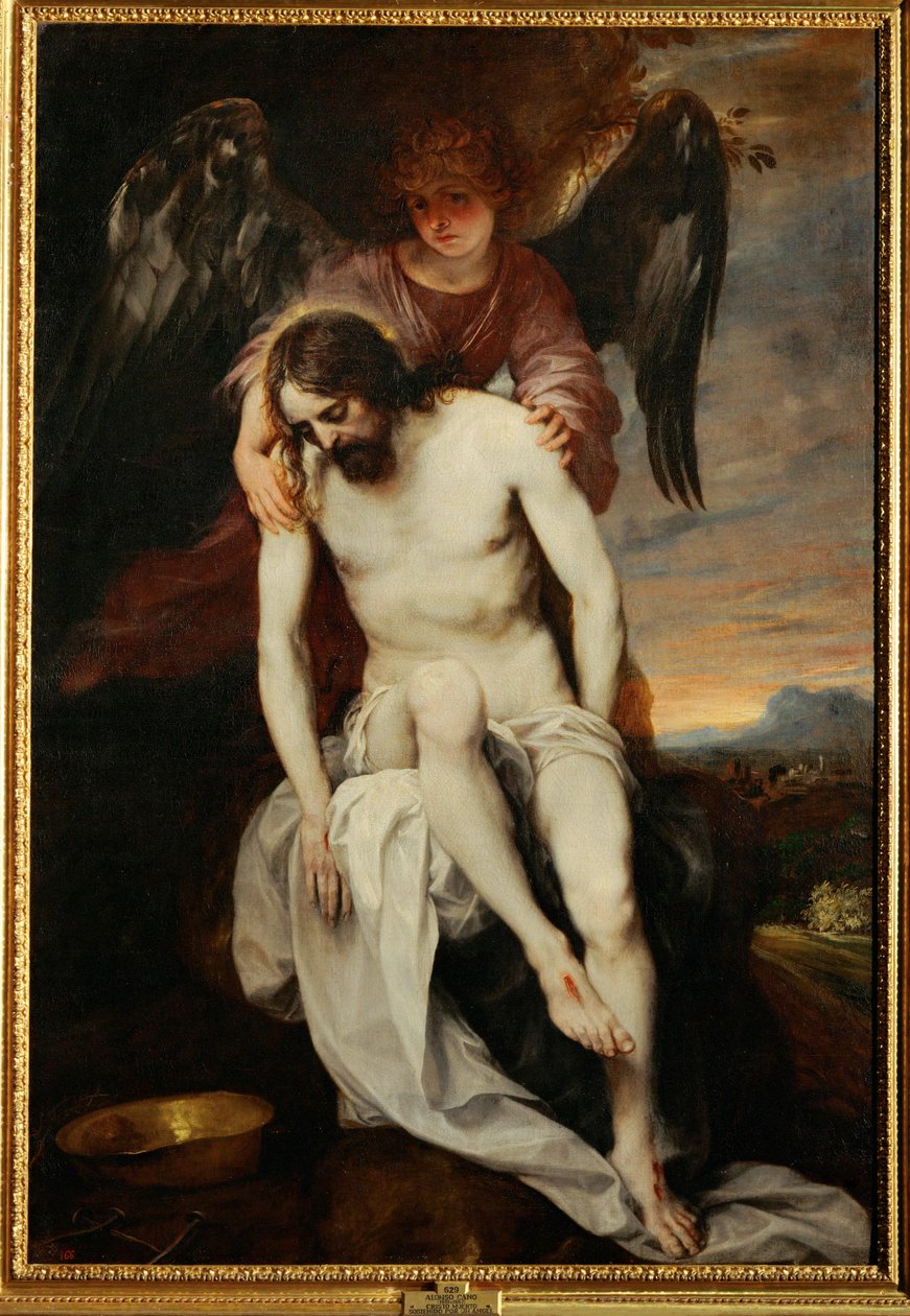 Le Christ mort soutenu par un ange (peinture sur toile) - Alonso Cano