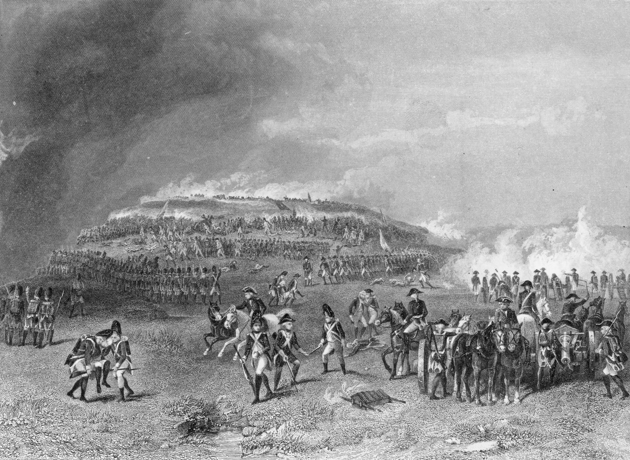 Bataille de Bunker Hill, 17 juin 1775, gravée par John Godfrey - Alonzo Chappel