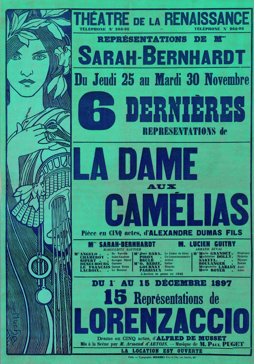 Affiche publicitaire pour La Dame aux Camélias d