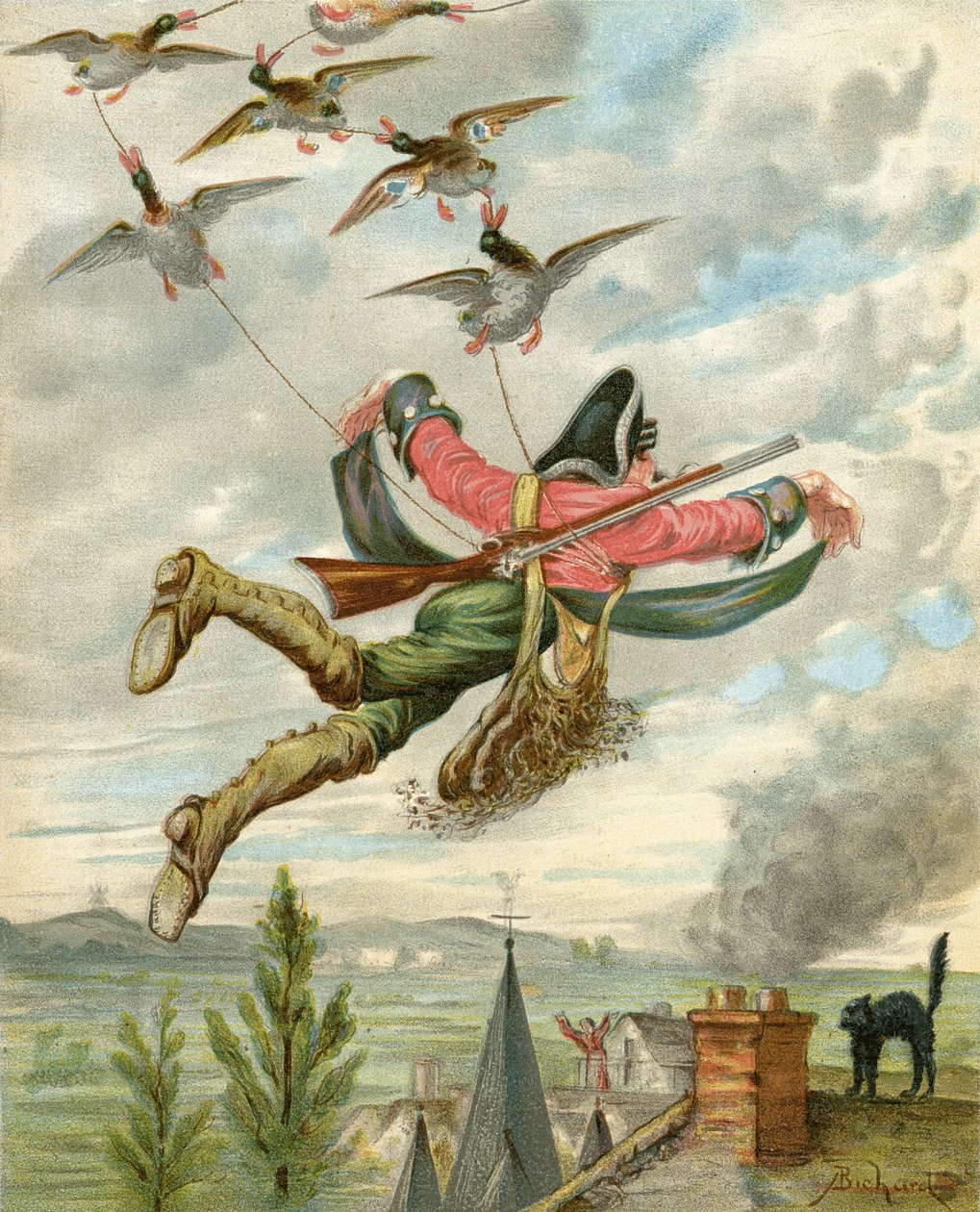 Soulevé de la terre par des canards, des 