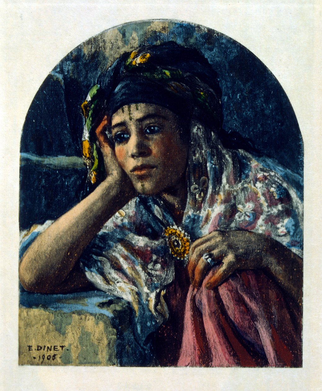 Illustration de Dinet tirée de "Mirages" Scènes de la vie arabe. 1906. Mirages, Scènes de la vie arabe a été illustré par Etienne Dinet et commenté par Silman Ben Ibrahim Bamer. Nasreddine Dinet est né sous le nom d