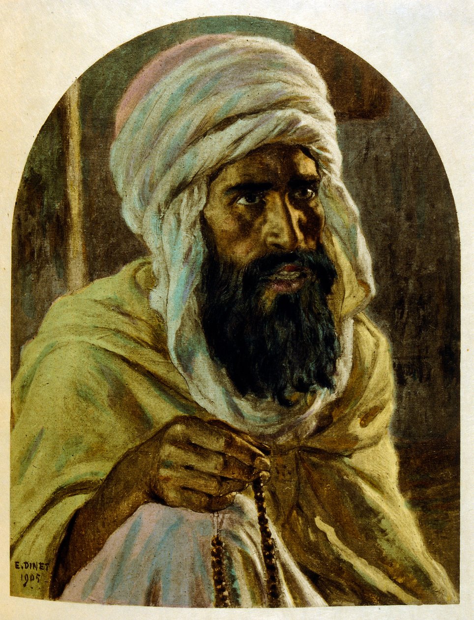 Illustration de Dinet tirée de "Mirages" Scènes de la vie arabe. 1906. Mirages, Scènes de la vie arabe a été illustré par Etienne Dinet et commenté par Silman Ben Ibrahim Bamer. Nasreddine Dinet est né sous le nom d