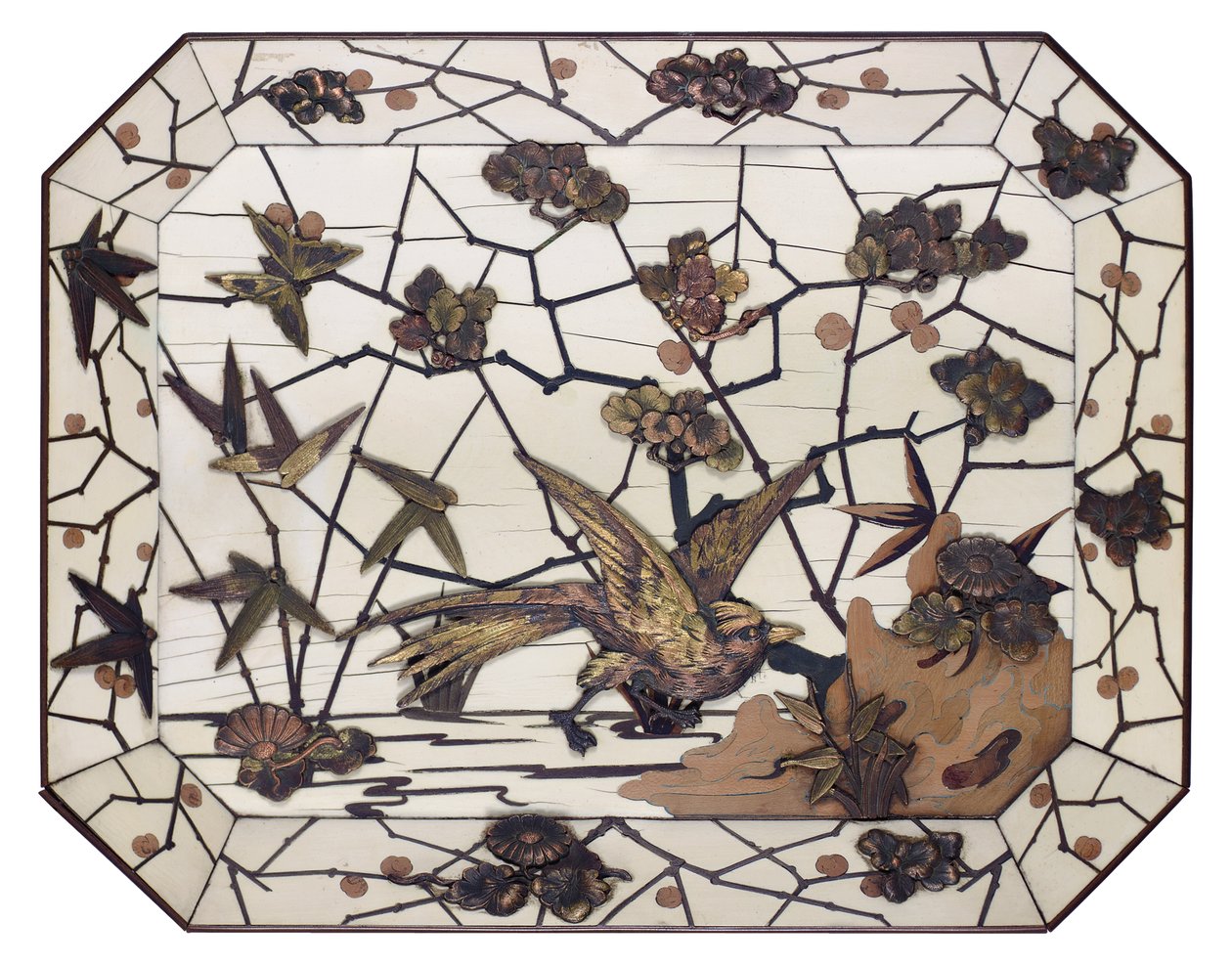 Plat, marqueterie par Ferdinand Duvinage, vers 1880 - Alphonse Gustave Giroux