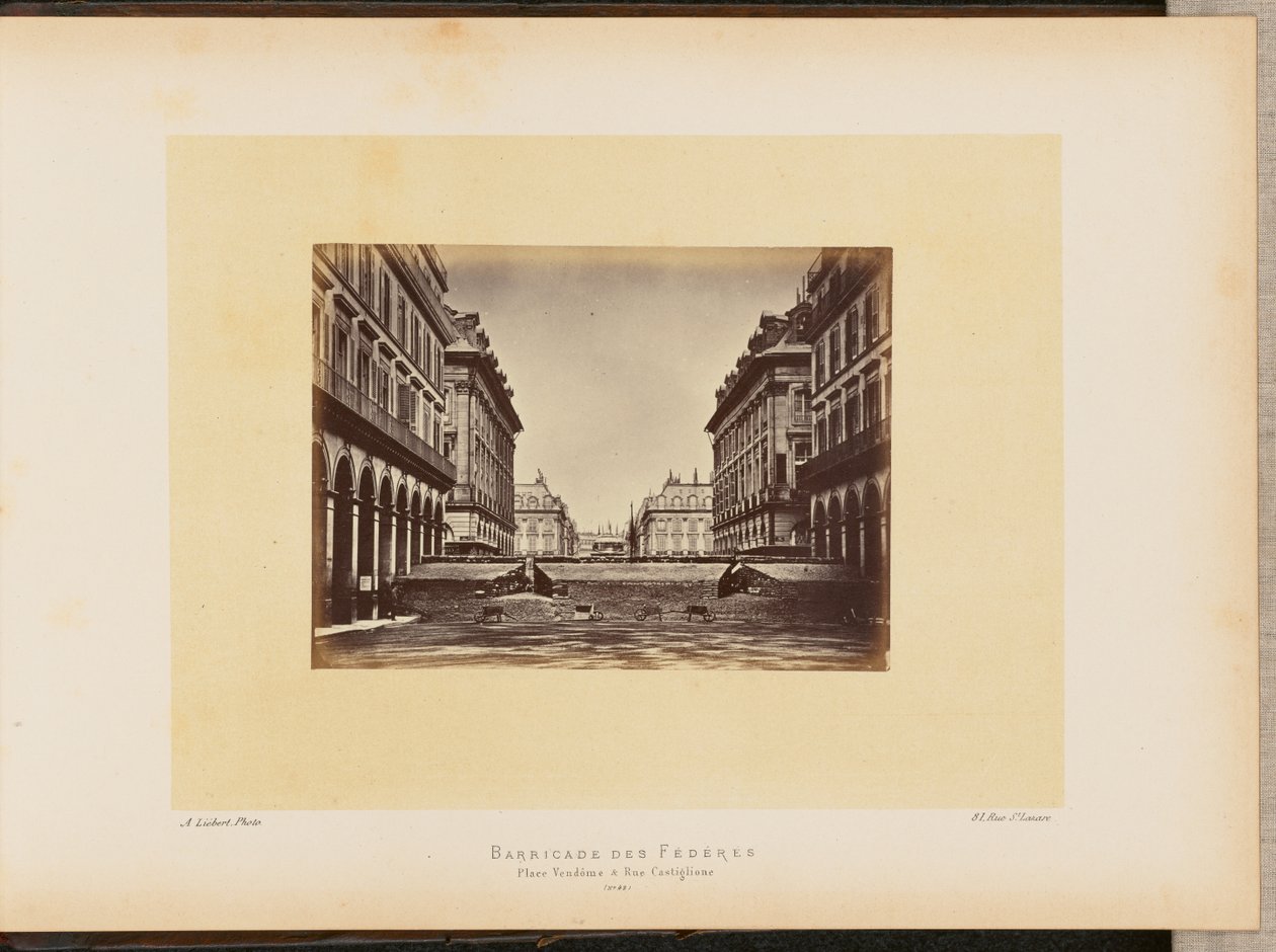 Barricade des Fédérés, place Vendôme et rue Castiglione. - Alphonse J. Liébert