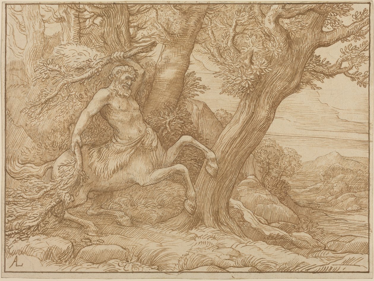 Centaure aux branches (plume et encre brune sur papier vélin) - Alphonse Legros