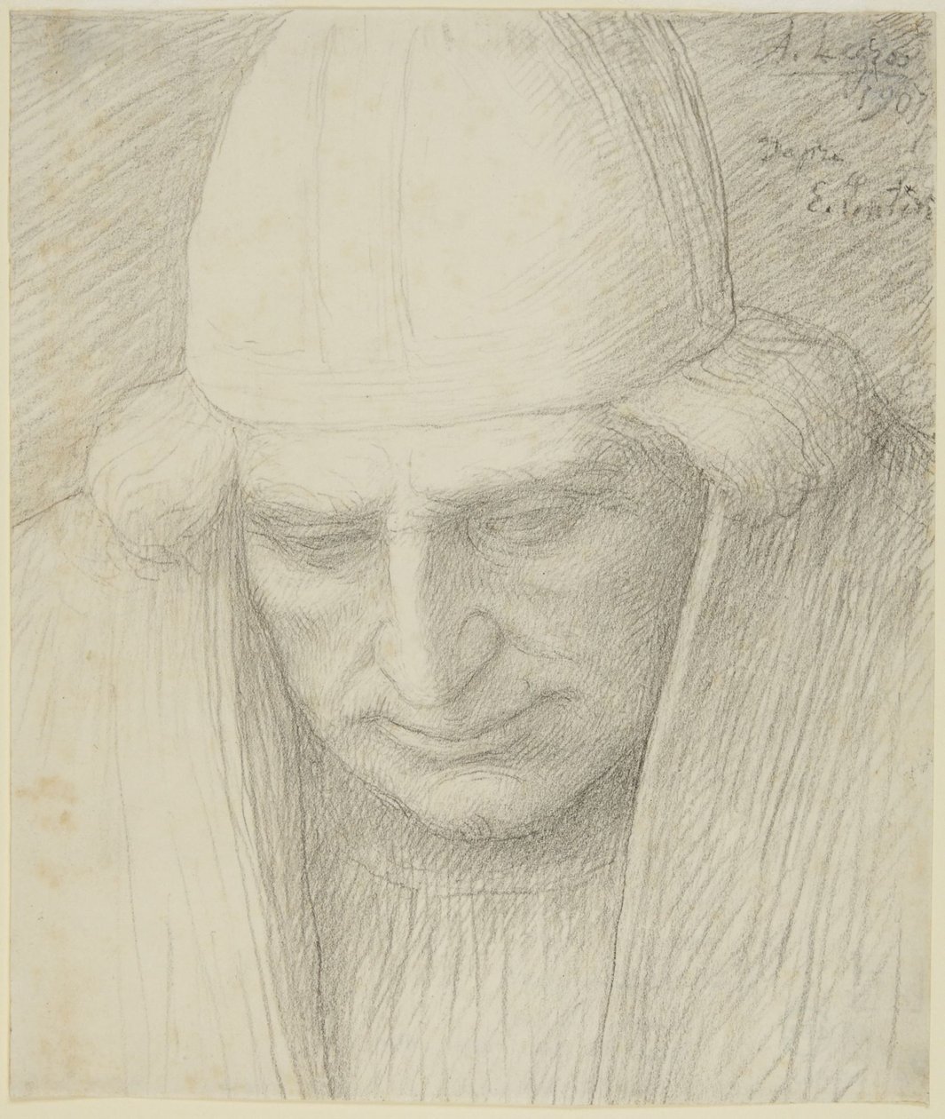 Un homme âgé portant une casquette - Alphonse Legros