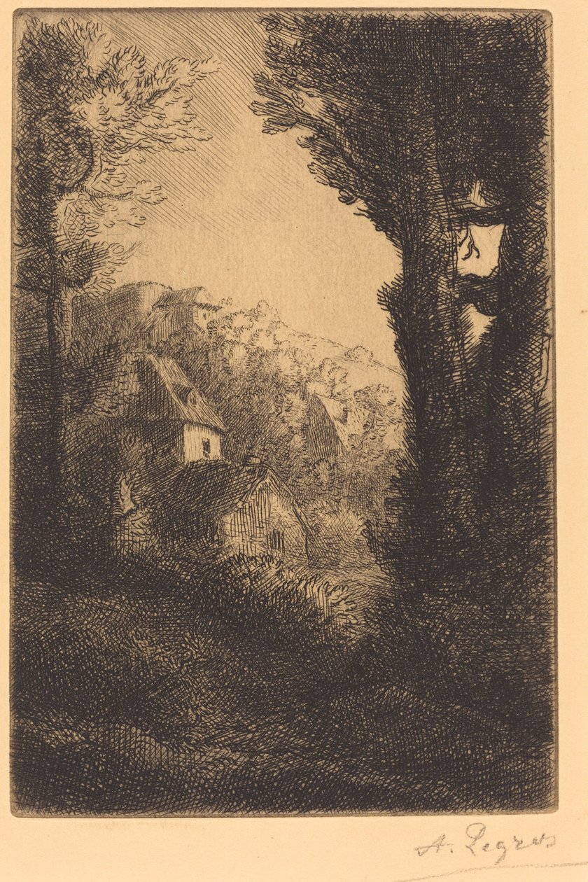 Ferme sur une colline ensoleillée La ferme du coteau, Effet de soleil sur le coteau - Alphonse Legros