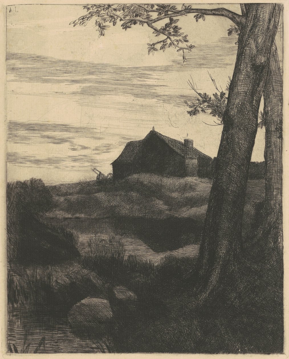 Farm with a Large Tree (La Ferme au Grand Arbre) - Alphonse Legros